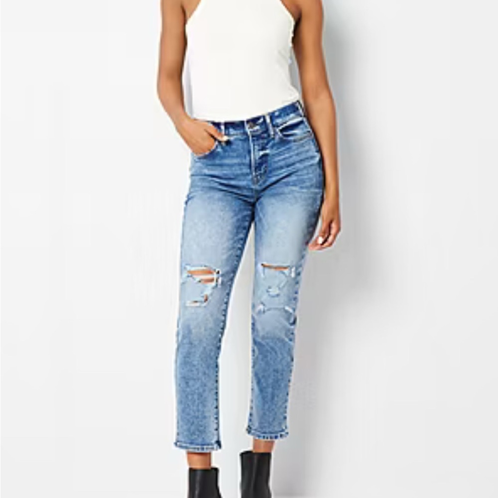 a.n.a Blue Cropped Ankle Jeans High-Waisted
